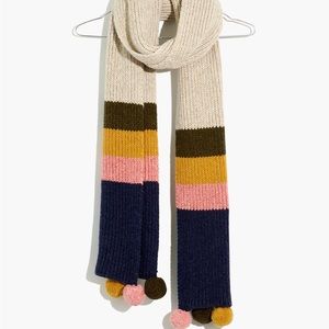 Madewell Striped Pom-Pom Scarf